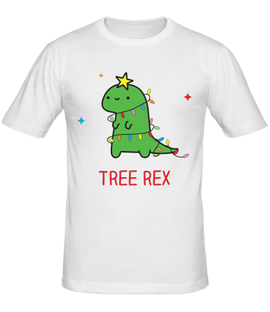 Мужская футболка новогодний ти рекс