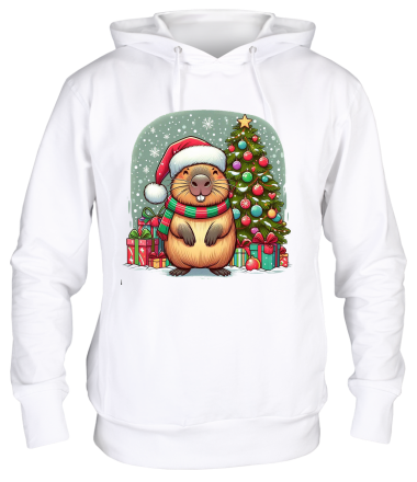 Толстовка худи бобр новый год