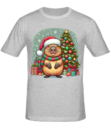 Мужская футболка бобр новый год