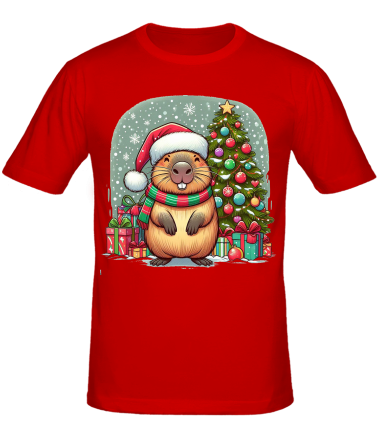 Мужская футболка бобр новый год