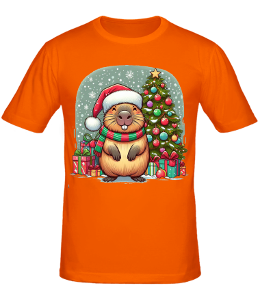 Мужская футболка бобр новый год