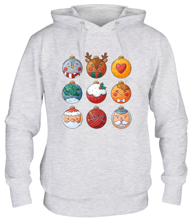 Толстовка худи новогодние шары