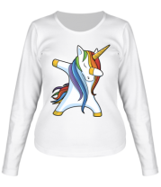 Женская футболка длинный рукав Unicorn dabbing
