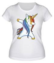 Женская футболка Unicorn dabbing фото