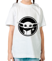Детская футболка Baby yoda monochrom  фото