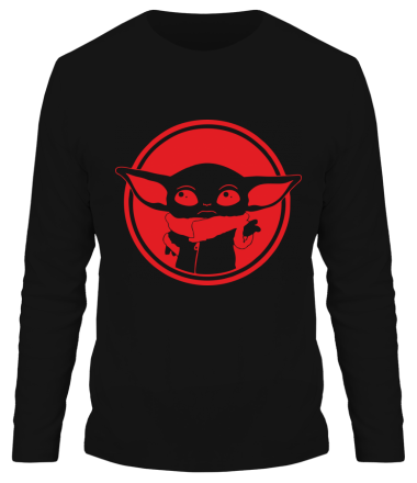 Мужская футболка длинный рукав Baby yoda monochrom 