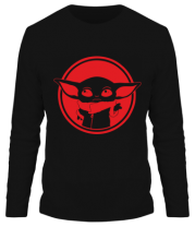 Мужская футболка длинный рукав Baby yoda monochrom  фото