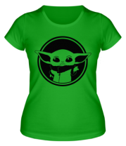 Женская футболка Baby yoda monochrom  фото