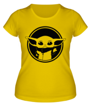 Женская футболка Baby yoda monochrom  фото