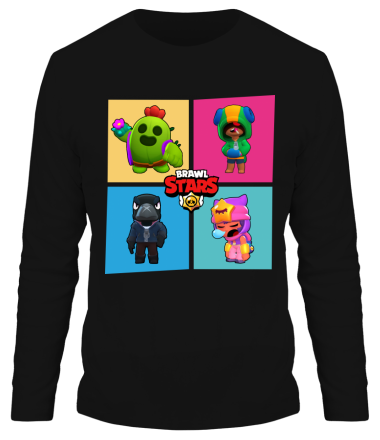 Мужская футболка длинный рукав Four Legendary Characters in Brawl Stars