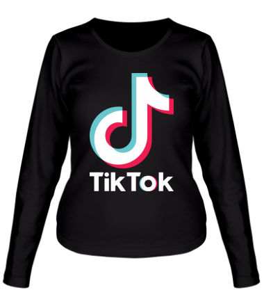 Женская футболка длинный рукав  Tiktok logo