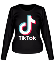 Женская футболка длинный рукав  Tiktok logo фото