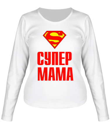 Женская футболка длинный рукав Супер Мама