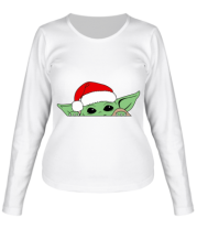 Женская футболка длинный рукав Baby Yoda Santa фото