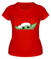Женская футболка Baby Yoda Santa фото