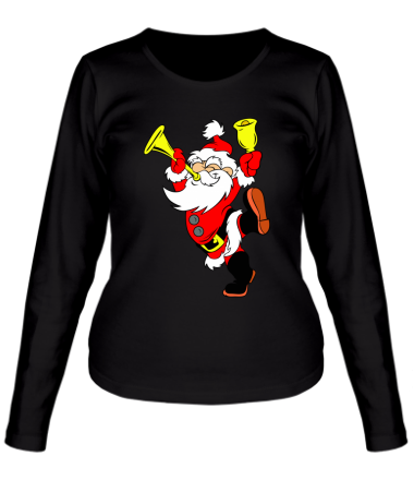 Женская футболка длинный рукав Happy Santa Claus