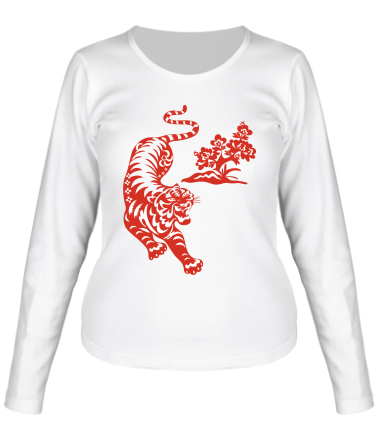 Женская футболка длинный рукав Тигр
