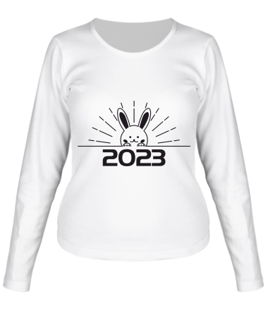 Женская футболка длинный рукав Новый год Зайца