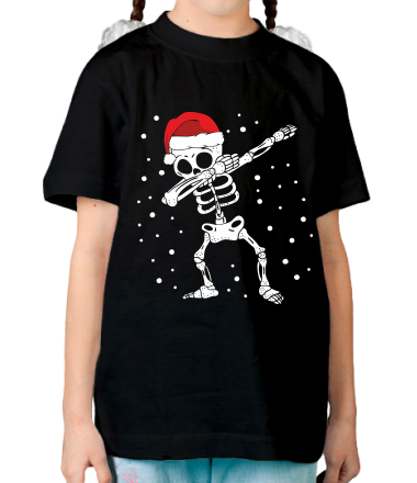 Детская футболка Новогодний скелет 