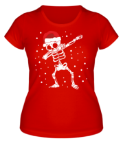 Женская футболка Новогодний скелет 