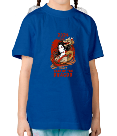 Детская футболка девушка с драконом