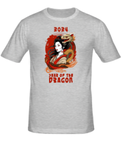 Мужская футболка девушка с драконом фото