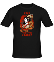 Мужская футболка девушка с драконом фото