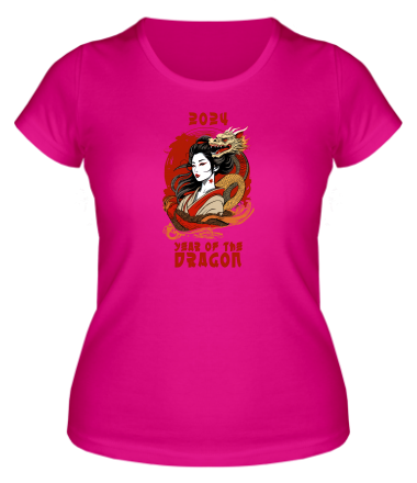 Женская футболка девушка с драконом