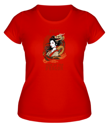 Женская футболка девушка с драконом