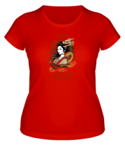 Женская футболка девушка с драконом фото