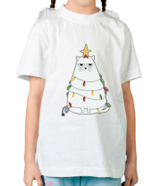 Детская футболка кот в гирлянде фото