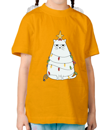 Детская футболка кот в гирлянде