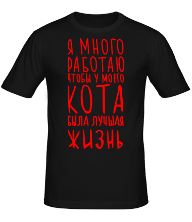 Мужская футболка Я много работаю что бы у моего кота была лучшая жизнь