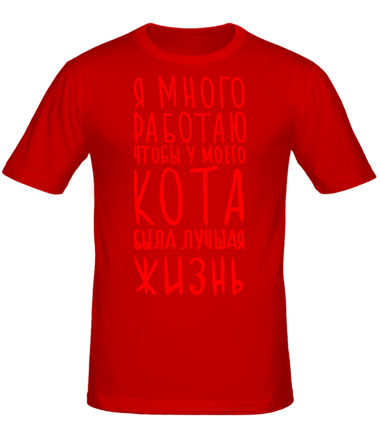 Мужская футболка Я много работаю что бы у моего кота была лучшая жизнь