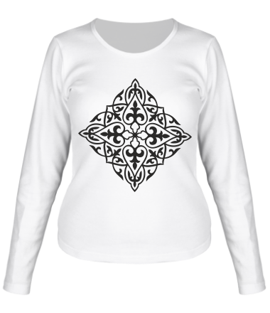 Женская футболка длинный рукав Казахский орнамент  