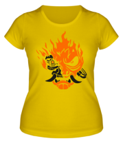 Женская футболка Cyberpunk 2077 fire фото