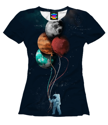 Женская футболка 3D Поездка в космос
