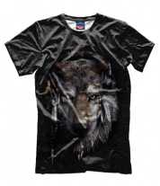 Мужская футболка 3D Волк в наушниках