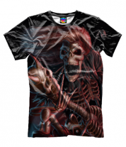 Мужская футболка 3D Скелет с гитарой фото