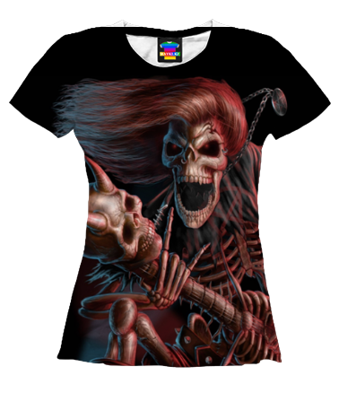 Женская футболка 3D Скелет с гитарой фото