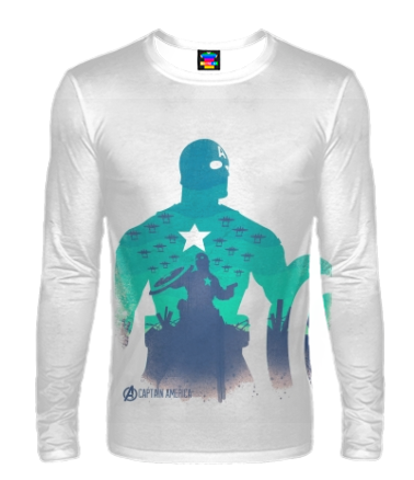 Мужская футболка с длинным рукавом 3D Captain America