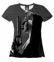 Женская футболка 3D Nun c пистолетом фото