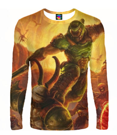Мужская футболка с длинным рукавом 3D Doom