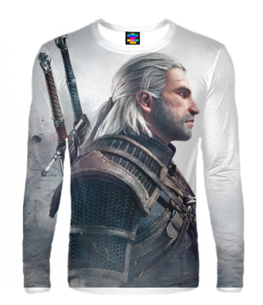 Мужская футболка с длинным рукавом 3D Witcher Two: Profile