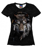 Женская футболка 3D Волк
