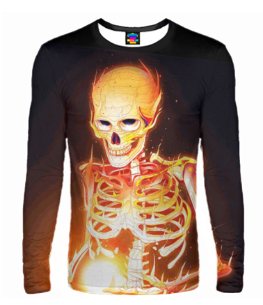 Мужская футболка с длинным рукавом 3D Скелет