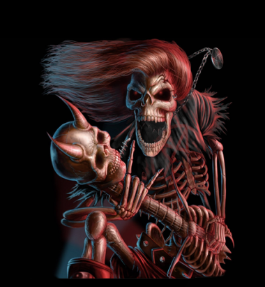 Толстовка худи 3D Скелет с гитарой