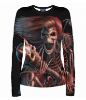 Женская футболка с длинным рукавом 3D Скелет с гитарой фото