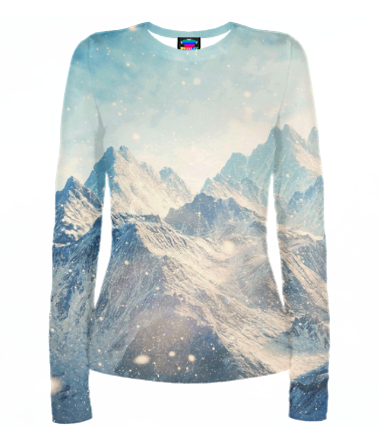 Женская футболка с длинным рукавом 3D Вершины гор